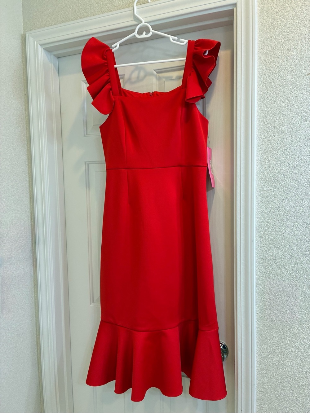 NWT Betsy Johnson Red Ruffle Midi Dress